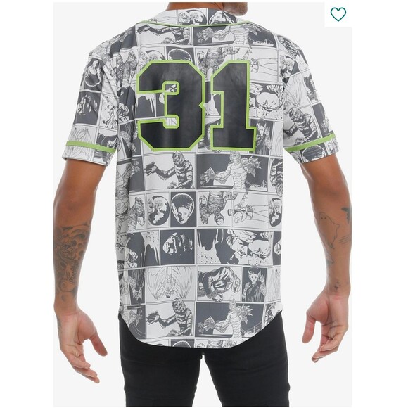 Universal Monsters Characters Baseball Jersey Men S White Green Hot Topic Horror - Picture 4 of 16